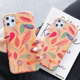 Autumn Fallen Leaf Letter Phone Case Back Cover for iPhone 11 Pro Max/11 Pro/11/XS Max/XR/XS/X/8 Plus/8/7 Plus/7 - halloladies