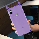 Cute Cat Ear Transpatent  Silicone Phone Case Back Cover for iPhone XS Max/XR/XS/X/8 Plus/8/7 Plus/7/6s Plus/6s/6 Plus/6 - halloladies