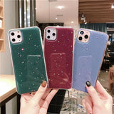 Solid Color Glitter Star Phone Case Back Cover - iPhone 11 Pro Max/11 Pro/11/XS Max/XR/XS/X/8 Plus/8/7 Plus/7 - halloladies