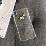 Cartoon Cute Dinosaur Clear Phone Case Back Cover - iPhone 11 Pro Max/11 Pro/11/XS Max/XR/XS/X/8 Plus/8/7 Plus/7 - halloladies