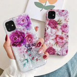 Retro Rose Flower Leaves Shell TPU Phone Case Back Cover for iPhone 11 Pro Max/11 Pro/11/XS Max/XR/XS/X/8 Plus/8/7 Plus/7 - halloladies