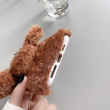 Warm Furry Cartoon Teddy Dog Phone Case Back Cover for iPhone 11 Pro Max/11 Pro/11/XS Max/XR/XS/X/8 Plus/8/7 Plus/7 - halloladies
