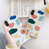 Scrawl Curved Geometric Emotion Letters TPU Phone Case Back Cover for iPhone XS Max/XR/XS/X/8 Plus/8/7 Plus/7/6s Plus/6s/6 Plus/6 - halloladies