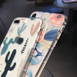 Classical Flowers & Cactus Transparent Soft TPU Phone Case Back Cover for iPhone 12 Pro Max/12 Pro/12/12 Mini/SE/11 Pro Max/11 Pro/11/XS Max/XR/XS/X/8 Plus/8 - halloladies