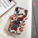 Retro Leaves Flower Printing Soft Phone Case Back Cover - iPhone 11/11 Pro/11 Pro Max/XS Max/XR/XS/X/8 Plus/8/7 Plus/7 - halloladies