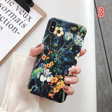 Retro Leaves Flower Printing Soft Phone Case Back Cover - iPhone 11/11 Pro/11 Pro Max/XS Max/XR/XS/X/8 Plus/8/7 Plus/7 - halloladies