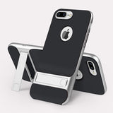 Plating Edge Kickstand Phone Case Back Cover - iPhone 11/11 Pro/11 Pro Max/XS Max/XR/XS/X/8 Plus/8/7 Plus/7 - halloladies