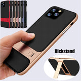 Plating Edge Kickstand Phone Case Back Cover - iPhone 11/11 Pro/11 Pro Max/XS Max/XR/XS/X/8 Plus/8/7 Plus/7 - halloladies