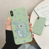 Cartoon Cute Dinosaur Green Soft TPU Phone Case Back Cover for iPhone 11/11 Pro/11 Pro Max/XS Max/XR/XS/X/8 Plus/8/7 Plus/7 - halloladies