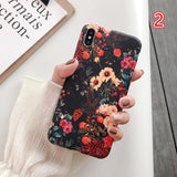 Retro Leaves Flower Printing Soft Phone Case Back Cover - iPhone 11/11 Pro/11 Pro Max/XS Max/XR/XS/X/8 Plus/8/7 Plus/7 - halloladies