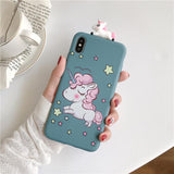 3D Toy Cartoon Cute Unicorn Soft TPU Phone Case Back Cover for iPhone 11/11 Pro/11 Pro Max/XS Max/XR/XS/X/8 Plus/8/7 Plus/7 - halloladies