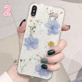 Glitter real Dry pressed Flower Phone Case Back Cover - iPhone 12 Pro Max/12 Pro/12/12 Mini/SE/11 Pro Max/11 Pro/11/XS Max/XR/XS/X/8 Plus/8 - halloladies