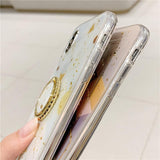 Geometric Gold Foil Finger Ring Stand Phone Case Back Cover - iPhone 11/11 Pro/11 Pro Max/XS Max/XR/XS/X/8 Plus/8/7 Plus/7 - halloladies