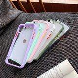 Candy Contrast Color Transparent Soft TPU Phone Case Back Cover for iPhone 11/11 Pro/11 Pro Max/XS Max/XR/XS/X/8 Plus/8/7 Plus/7 - halloladies