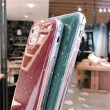 Solid Color Glitter Star Phone Case Back Cover - iPhone 11 Pro Max/11 Pro/11/XS Max/XR/XS/X/8 Plus/8/7 Plus/7 - halloladies