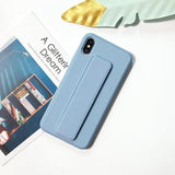 Magnetic bracket Wrist Strap Soft Silicone Candy Color Phone Case Back Cover - iPhone 11 Pro Max/11 Pro/11/XS Max/XR/XS/X/8 Plus/8 - halloladies