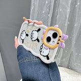 Cute Cartoon Doggy with Curly Wavy Frame Clear Case for iPhone