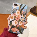 Retro Oil Painting Flowers PC Phone Case Back Cover for iPhone XS Max/XR/XS/X/8 Plus/8/7 Plus/7/6s Plus/6s/6 Plus/6 - halloladies