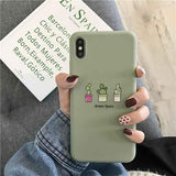 Solid Color Cactus Soft TPU Phone Case Back Cover for iPhone XS Max/XR/XS/X/8 Plus/8/7 Plus/7/6s Plus/6s/6 Plus/6 - halloladies