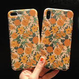 Retro Yellow Flower Leaf Phone Case Back Cover for iPhone 13 Pro Max/13 Pro/13/13 Mini and More iPhone Models