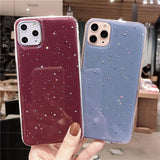 Solid Color Glitter Star Phone Case Back Cover - iPhone 11 Pro Max/11 Pro/11/XS Max/XR/XS/X/8 Plus/8/7 Plus/7 - halloladies