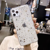 Clear Electroplated Dot Star Love Heart Phone Case Back Cover - iPhone 12 Pro Max/12 Pro/12/12 Mini/SE/11 Pro Max/11 Pro/11/XS Max/XR/XS/X/8 Plus/8 - halloladies