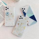 Gold Powder Foil Geometric Graffiti Soft TPU Phone Case Back Cover - iPhone 11/11 Pro/11 Pro Max/XS Max/XR/XS/X/8 Plus/8/7 Plus/7 - halloladies