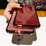 Bling Rhinestone Glitter Plating Edge Soft Phone Case Back Cover - iPhone 11/11 Pro/11 Pro Max/XS Max/XR/XS/X/8 Plus/8/7 Plus/7 - halloladies