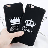 Couple Matching KING Queen Crown Slim Matte Hard PC Phone Case Back Cover - iPhone XS Max/XR/XS/X/8 Plus/8/7 Plus/7/6s Plus/6s/6 Plus/6 - halloladies