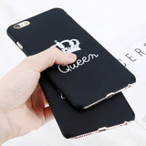 Couple Matching KING Queen Crown Slim Matte Hard PC Phone Case Back Cover - iPhone XS Max/XR/XS/X/8 Plus/8/7 Plus/7/6s Plus/6s/6 Plus/6 - halloladies