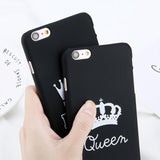 Couple Matching KING Queen Crown Slim Matte Hard PC Phone Case Back Cover - iPhone XS Max/XR/XS/X/8 Plus/8/7 Plus/7/6s Plus/6s/6 Plus/6 - halloladies