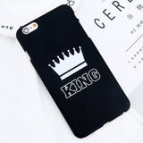 Couple Matching KING Queen Crown Slim Matte Hard PC Phone Case Back Cover - iPhone XS Max/XR/XS/X/8 Plus/8/7 Plus/7/6s Plus/6s/6 Plus/6 - halloladies