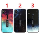 Night Sky Moon Nebula Stretch Ring Stand Design Phone Case Back Cover for iPhone 11 Pro Max/11 Pro/11/XS Max/XR/XS/X/8 Plus/8/7 Plus/7/6s Plus/6s/6 Plus/6 - halloladies