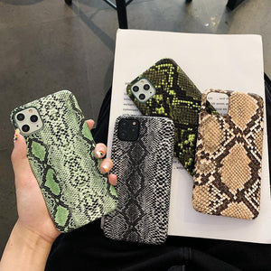 Retro Snake Skin Phone Case Back Cover for iPhone 11 Pro Max/11 Pro/11/XS Max/XR/XS/X/8 Plus/8/7 Plus/7 - halloladies
