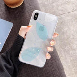 Real Dried Leaves Glitter Star Transparent Soft IMD Phone Case Back Cover for iPhone XS Max/XR/XS/X/8 Plus/8/7 Plus/7/6s Plus/6s/6 Plus/6 - halloladies