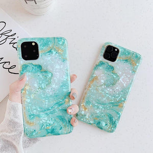 Simple Gradient Color Marble Shell Silicone iPhone Case Back Cover for iPhone 11 Pro Max/11 Pro/11/XS Max/XR/XS/X/8 Plus/8/7 Plus/7 - halloladies