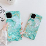 Simple Gradient Color Marble Shell Silicone iPhone Case Back Cover for iPhone 11 Pro Max/11 Pro/11/XS Max/XR/XS/X/8 Plus/8/7 Plus/7 - halloladies