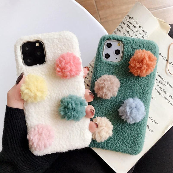 Winter Faux Fur Soft Warm Thick Plush iPhone Case Back Cover for iPhone 11 Pro Max/11 Pro/11/XS Max/XR/XS/X/8 Plus/8/7 Plus/7/6s Plus/6s/6 Plus/6 - halloladies