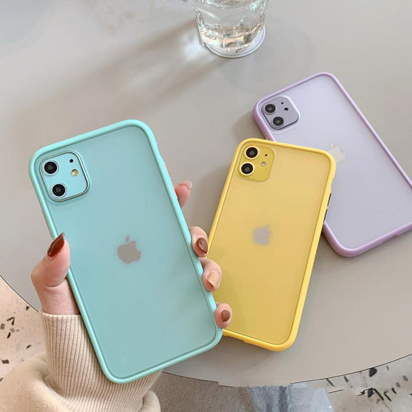 Contrast Candy Color Transparent Soft Phone Case Back Cover - iPhone 12 Pro Max/12 Pro/12/12 Mini/SE/11 Pro Max/11 Pro/11/XS Max/XR/XS/X/8 Plus/8 - halloladies