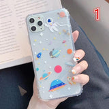 Cute Cartoon Planet Clear Universe Starry Sky Soft Phone Case Back Cover - iPhone 12/12pro/12pro max/12 mini/11/11 Pro/11 Pro Max/XS Max/XR/XS/X/8 Plus/8/7 Plus/7 - halloladies