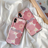 Pink Flower Painting Silk Texture Phone Case Back Cover for iPhone XS Max/XR/XS/X/8 Plus/8/7 Plus/7/6s Plus/6s/6 Plus/6 - halloladies