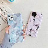 Retro Pink Feather Leaf Matte Soft Phone Case Back Cover - iPhone 11/11 Pro/11 Pro Max/XS Max/XR/XS/X/8 Plus/8/7 Plus/7 - halloladies