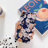 Retro Flower Glossy Soft Phone Case Back Cover for iPhone XS Max/XR/XS/X/8 Plus/8/7 Plus/7/6s Plus/6s/6 Plus/6 - halloladies