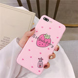 Cute Strawberry Love Heart Pink Phone Case Back Cover for iPhone 11 Pro Max/11 Pro/11/XS Max/XR/XS/X/8 Plus/8/7 Plus/7/6s Plus/6s/6 Plus/6 - halloladies