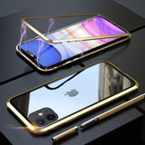Luxury 360 Magnetic Metal Two Side Tempered Glass Phone Case Back Cover for iPhone 11 Pro Max/11 Pro/11/XS Max/XR/XS/X/8 Plus/8/7 Plus/7/6s Plus/6s/6 Plus/6 - halloladies