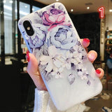 3D Retro Relief Flower Phone Case Back Cover for iPhone 11/11 Pro/11 Pro Max/XS Max/XR/XS/X/8 Plus/8/7 Plus/7 - halloladies
