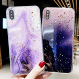 Glitter Gold Foil Gradient Purple Phone Case Back Cover for iPhone 11/11 Pro/11 Pro Max/XS Max/XR/XS/X/8 Plus/8/7 Plus/7 - halloladies