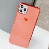 Simple Plating Love Heart Soft Clear Phone Case Back Cover for iPhone 11 Pro Max/11 Pro/11/XS Max/XR/XS/X/8 Plus/8/7 Plus/7 - halloladies