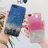 Glitter Gradient Stars Phone Case Back Cover - iPhone 11 Pro Max/11 Pro/11/XS Max/XR/XS/X/8 Plus/8/7 Plus/7 - halloladies