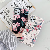 Vintage Flower Matte Soft TPU Phone Case Back Cover for iPhone 12 Pro Max/12 Pro/12/12 Mini/SE/11 Pro Max/11 Pro/11/XS Max/XR/XS/X/8 Plus/8 - halloladies